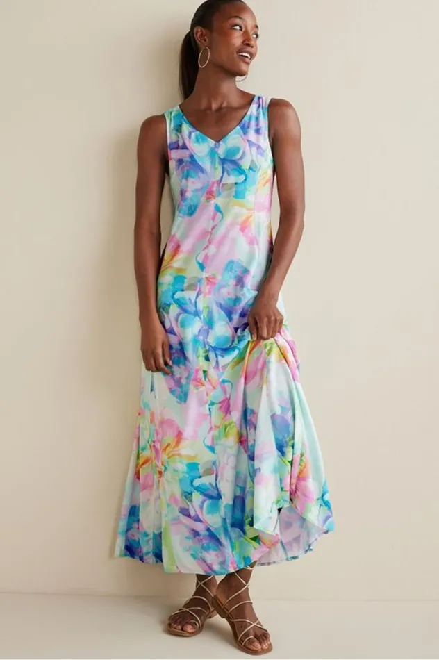 Women Brenda Maxi Dress Painterly Multi Floral Soft Surroundings Dresses Women Brenda Maxi Dress Painterly Multi Floral Soft Surroundings Dresses