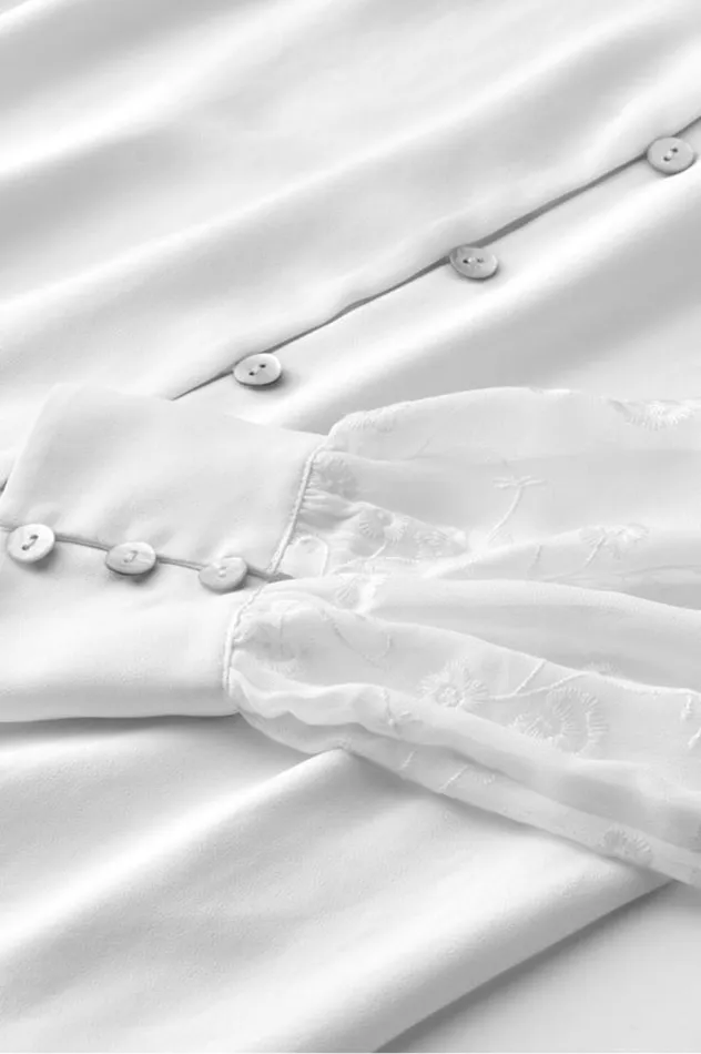 Women Calathea Embroidered Sleeve Shirt White Soft Surroundings Tops Women Calathea Embroidered Sleeve Shirt White Soft Surroundings Tops
