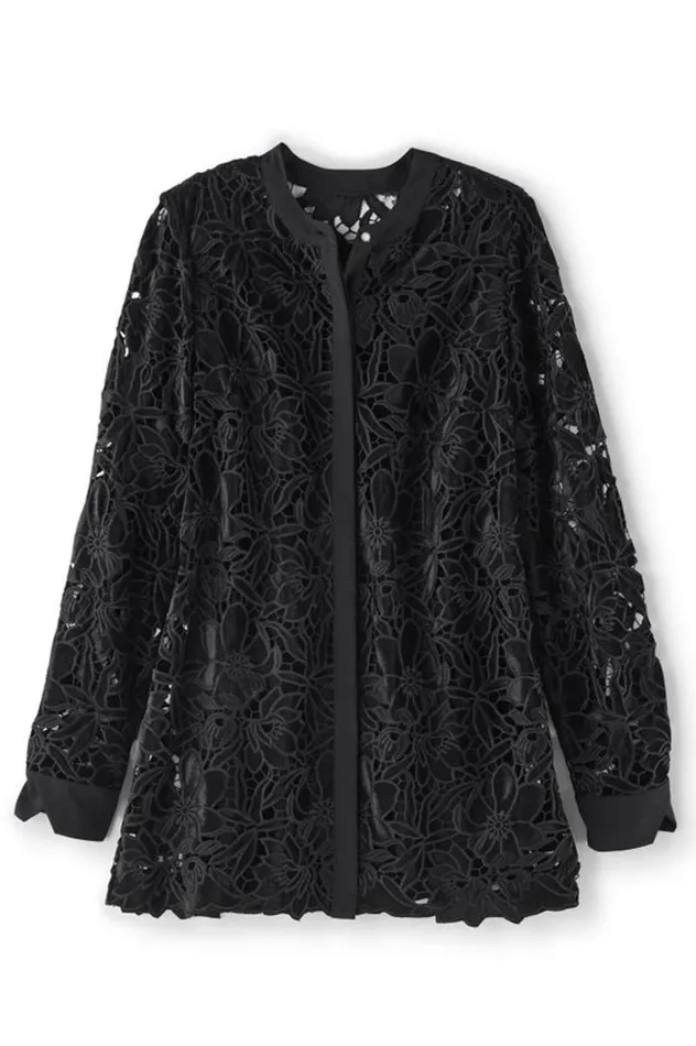 Women Candace Velvet Lace Tunic Black Soft Surroundings Tops Women Candace Velvet Lace Tunic Black Soft Surroundings Tops