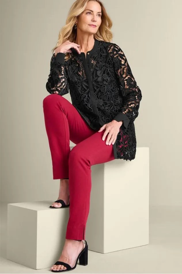Women Candace Velvet Lace Tunic Black Soft Surroundings Tops Women Candace Velvet Lace Tunic Black Soft Surroundings Tops