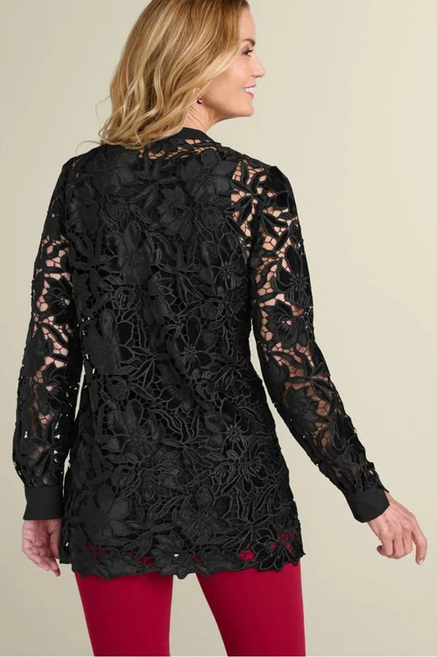 Women Candace Velvet Lace Tunic Black Soft Surroundings Tops Women Candace Velvet Lace Tunic Black Soft Surroundings Tops
