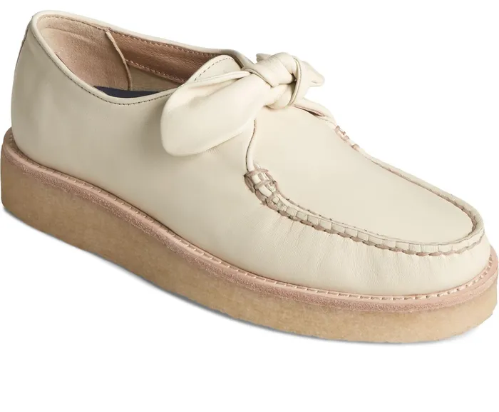 Women Captain039s Crepe Bow Oxford Ivory Sperry Flats and Loafers Women Captain039s Crepe Bow Oxford Ivory Sperry Flats and Loafers