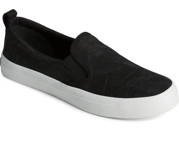 Women Crest Leather Palm Embossed Slip On Sneaker Black Sperry Sneakers Women Crest Leather Palm Embossed Slip On Sneaker Black Sperry Sneakers
