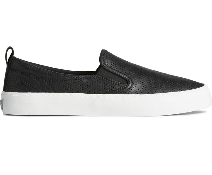 Women Crest Twin Gore Perforated Leather Slip On Sneaker Black Sperry Sneakers Women Crest Twin Gore Perforated Leather Slip On Sneaker Black Sperry Sneakers
