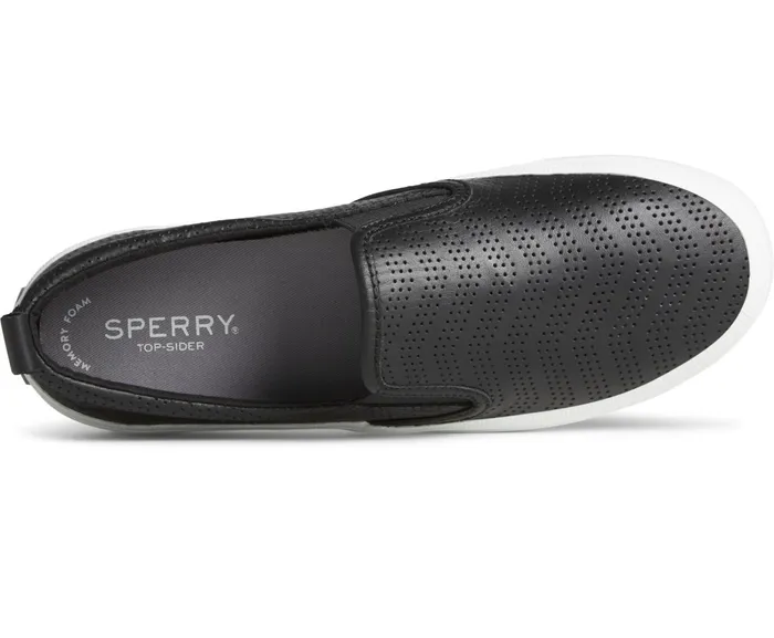 Women Crest Twin Gore Perforated Leather Slip On Sneaker Black Sperry Sneakers Women Crest Twin Gore Perforated Leather Slip On Sneaker Black Sperry Sneakers