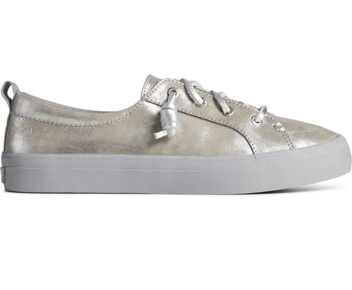 Women Crest Vibe Shimmer Leather Sneaker Silver Sperry Sneakers