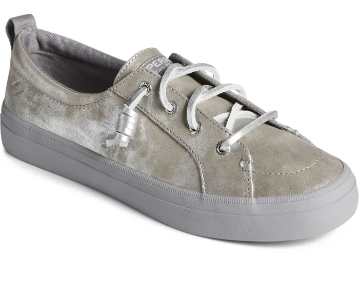 Women Crest Vibe Shimmer Leather Sneaker Silver Sperry Sneakers Women Crest Vibe Shimmer Leather Sneaker Silver Sperry Sneakers