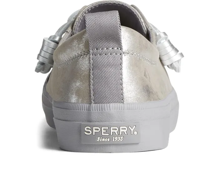 Women Crest Vibe Shimmer Leather Sneaker Silver Sperry Sneakers Women Crest Vibe Shimmer Leather Sneaker Silver Sperry Sneakers