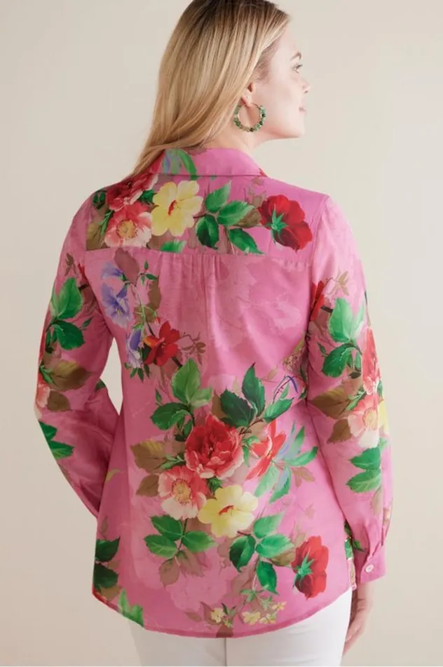 Women Danica Embellished Shirt Redpink Floral Soft Surroundings Tops Women Danica Embellished Shirt Redpink Floral Soft Surroundings Tops