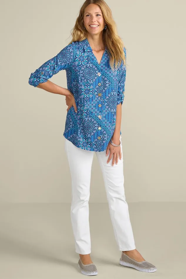 Women Danielle 34 Sleeve Tunic White Soft Surroundings Tops Women Danielle 34 Sleeve Tunic White Soft Surroundings Tops