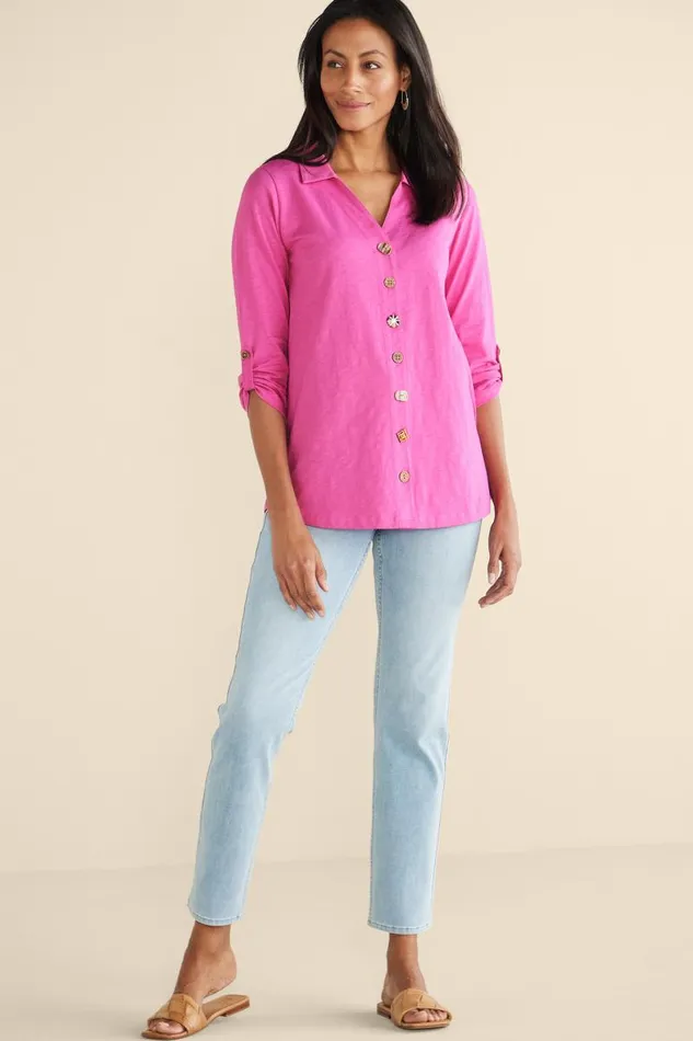 Women Danielle 34 Sleeve Tunic White Soft Surroundings Tops Women Danielle 34 Sleeve Tunic White Soft Surroundings Tops