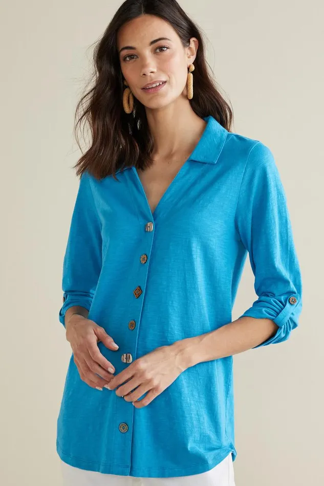 Women Danielle 34 Sleeve Tunic White Soft Surroundings Tops Women Danielle 34 Sleeve Tunic White Soft Surroundings Tops