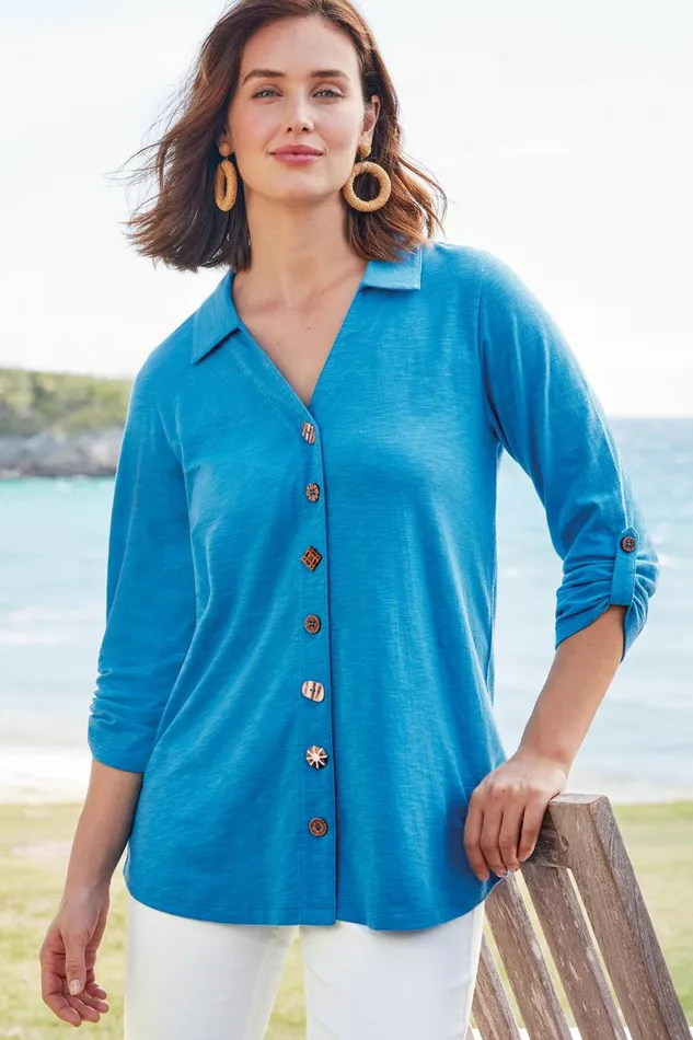Women Danielle 34 Sleeve Tunic White Soft Surroundings Tops Women Danielle 34 Sleeve Tunic White Soft Surroundings Tops