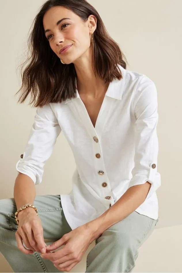 Women Danielle 34 Sleeve Tunic White Soft Surroundings Tops Women Danielle 34 Sleeve Tunic White Soft Surroundings Tops
