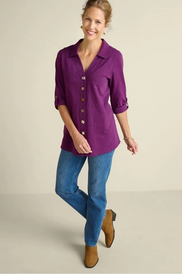 Women Danielle 34 Sleeve Tunic White Soft Surroundings Tops Women Danielle 34 Sleeve Tunic White Soft Surroundings Tops