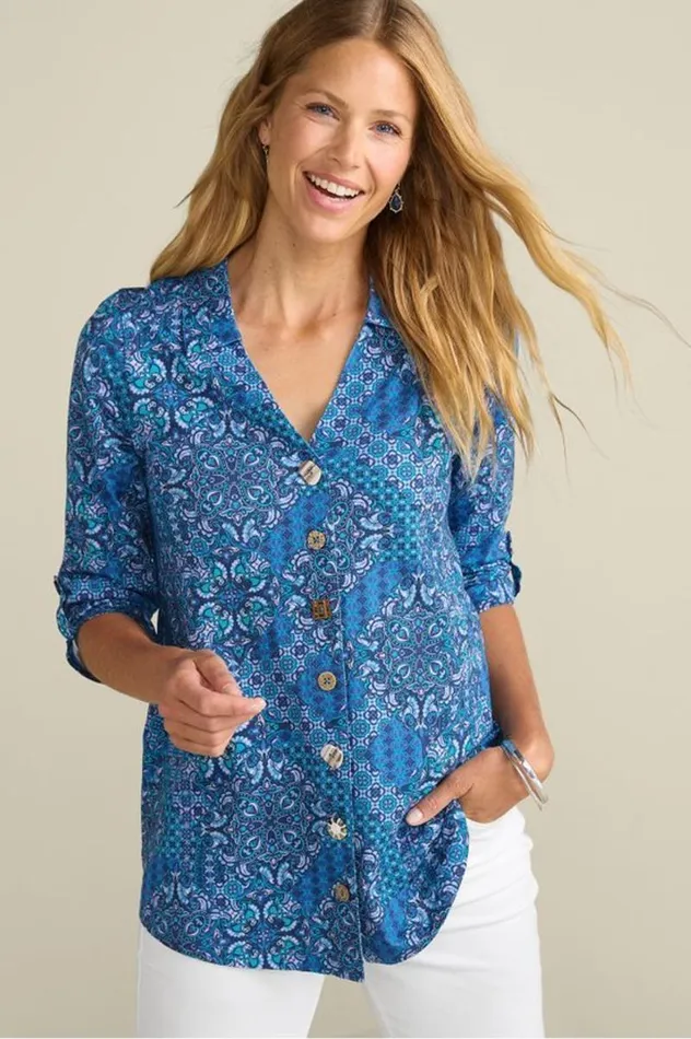 Women Danielle 34 Sleeve Tunic White Soft Surroundings Tops Women Danielle 34 Sleeve Tunic White Soft Surroundings Tops