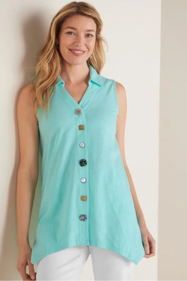 Women Danielle Button Tank Whisper White Soft Surroundings Tops