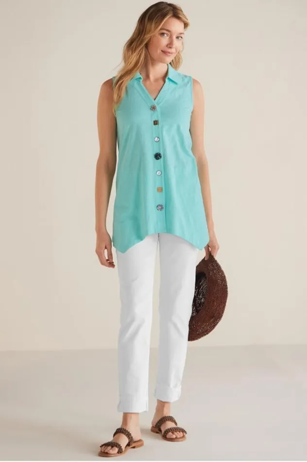Women Danielle Button Tank Whisper White Soft Surroundings Tops Women Danielle Button Tank Whisper White Soft Surroundings Tops