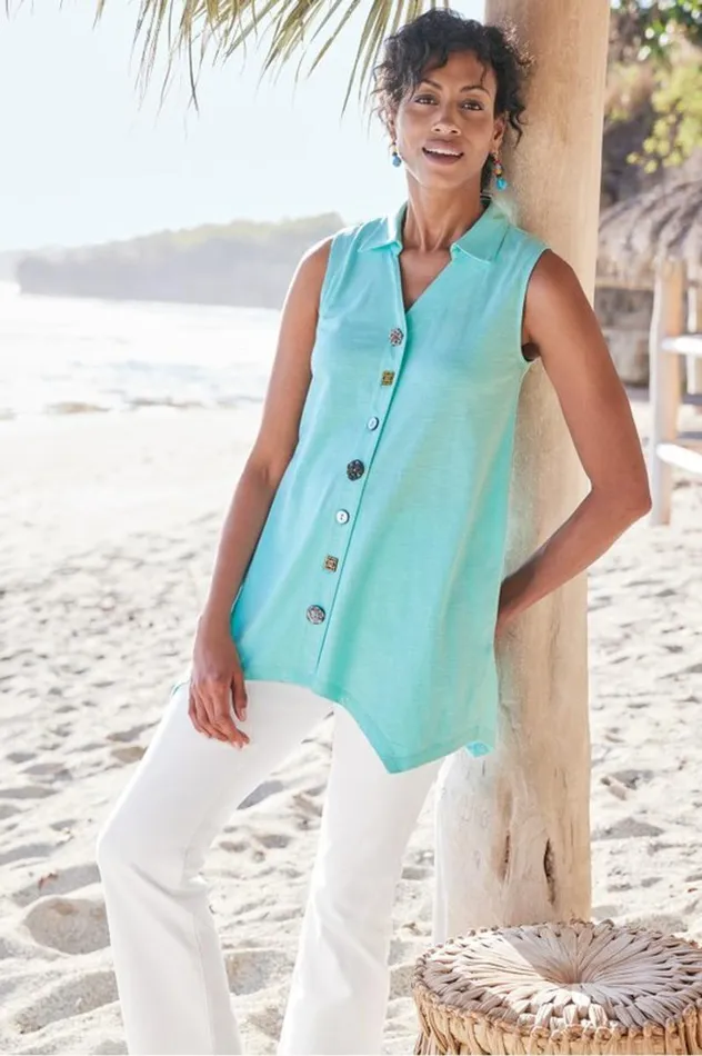 Women Danielle Button Tank Whisper White Soft Surroundings Tops Women Danielle Button Tank Whisper White Soft Surroundings Tops