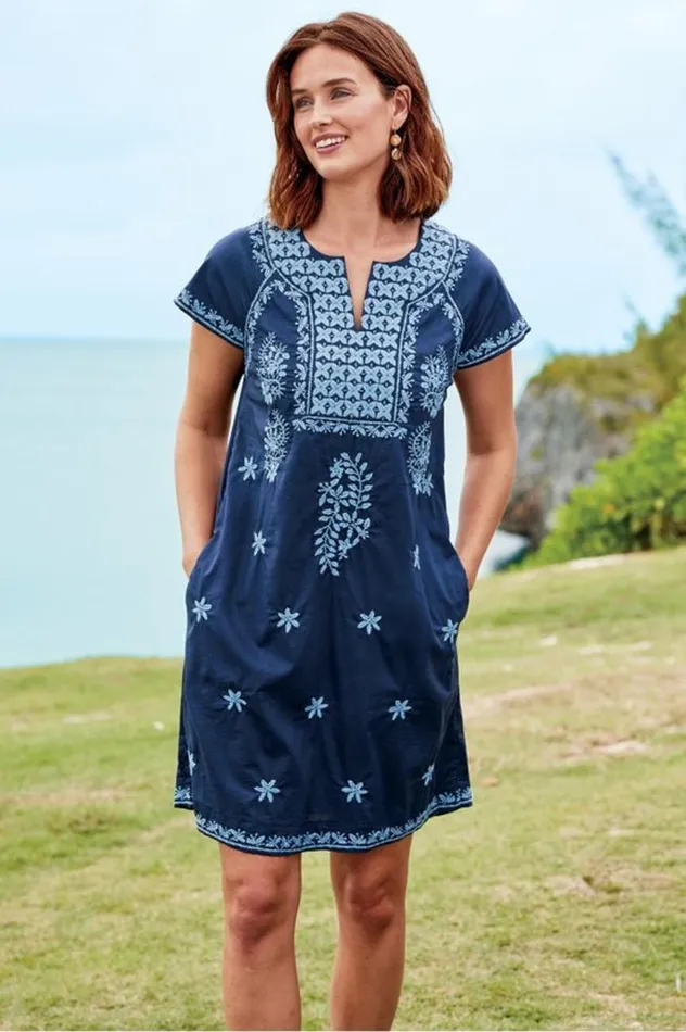 Women Davina Short Dress Navy Soft Surroundings Dresses Women Davina Short Dress Navy Soft Surroundings Dresses