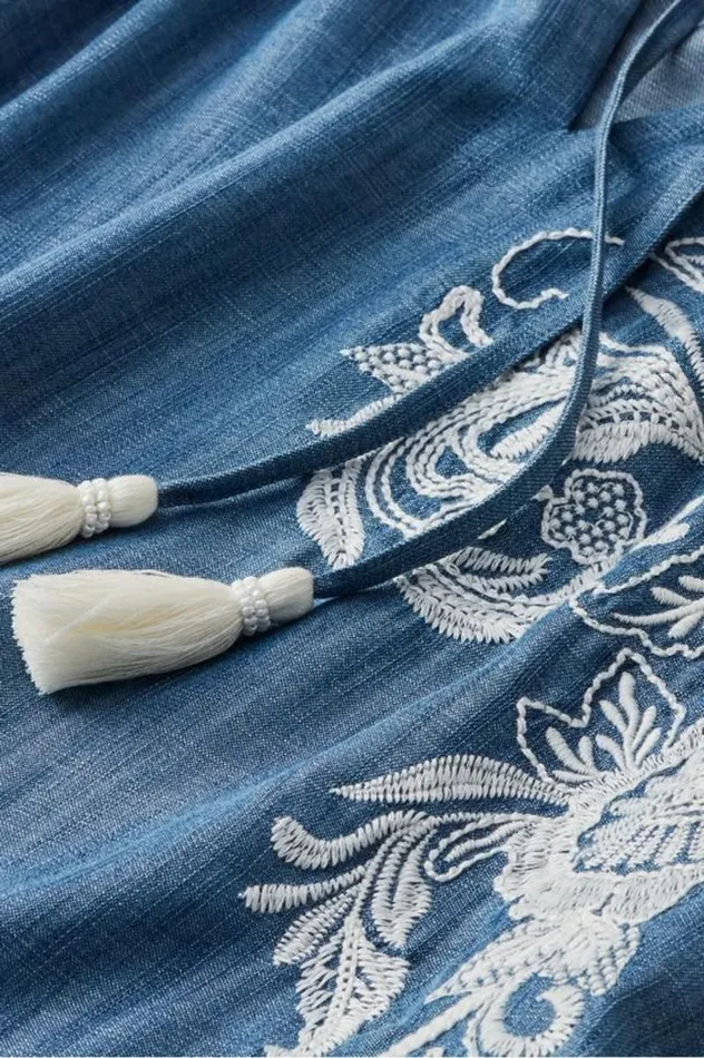 Women Diya Embroidered Tencel Peasant Top Medium Wash Soft Surroundings Tops Women Diya Embroidered Tencel Peasant Top Medium Wash Soft Surroundings Tops