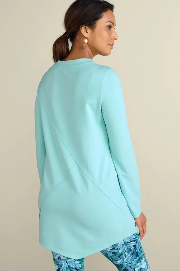 Women Dove French Terry Asymmetrical Tunic Pastel Turquoise Soft Surroundings Tops Women Dove French Terry Asymmetrical Tunic Pastel Turquoise Soft Surroundings Tops
