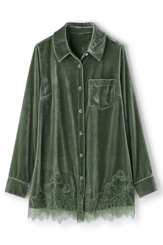 Women Eden Velvet And Lace Shirt Cabernet Soft Surroundings Tops Women Eden Velvet And Lace Shirt Cabernet Soft Surroundings Tops