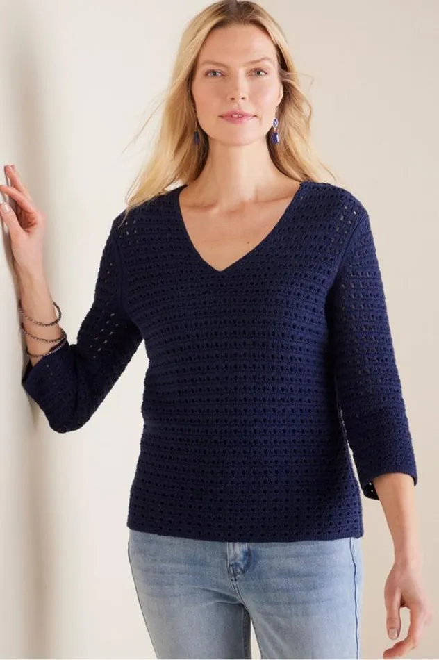 Women Estrella Sweater Navy Soft Surroundings Tops