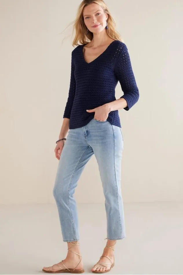 Women Estrella Sweater Navy Soft Surroundings Tops Women Estrella Sweater Navy Soft Surroundings Tops