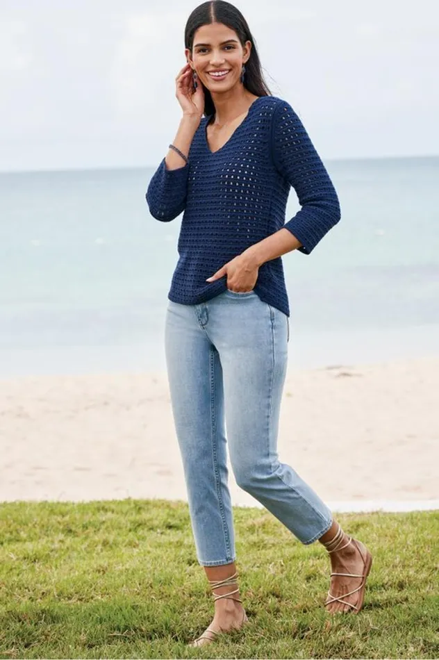 Women Estrella Sweater Navy Soft Surroundings Tops Women Estrella Sweater Navy Soft Surroundings Tops