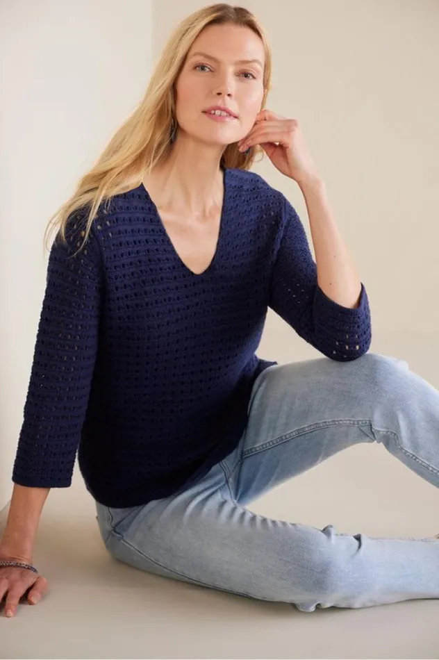 Women Estrella Sweater Navy Soft Surroundings Tops Women Estrella Sweater Navy Soft Surroundings Tops