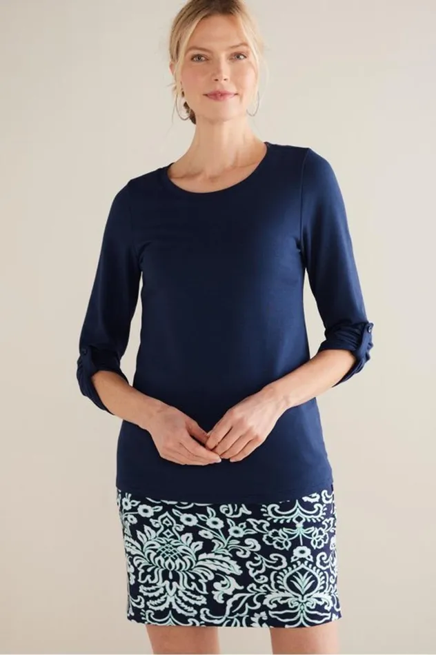 Women Fina French Terry Tee Navy Soft Surroundings Tops