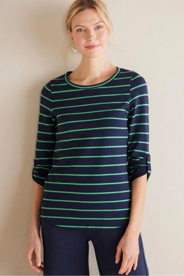 Women Fina French Terry Tee Navy Soft Surroundings Tops Women Fina French Terry Tee Navy Soft Surroundings Tops