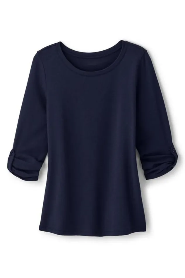 Women Fina French Terry Tee Navy Soft Surroundings Tops Women Fina French Terry Tee Navy Soft Surroundings Tops