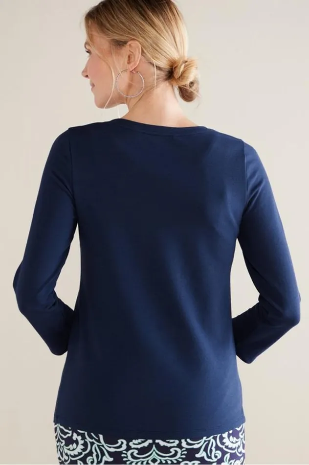 Women Fina French Terry Tee Navy Soft Surroundings Tops Women Fina French Terry Tee Navy Soft Surroundings Tops