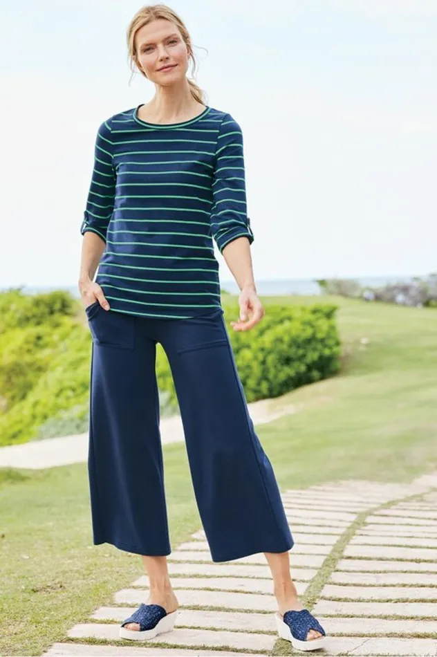 Women Fina French Terry Tee Navy Soft Surroundings Tops Women Fina French Terry Tee Navy Soft Surroundings Tops
