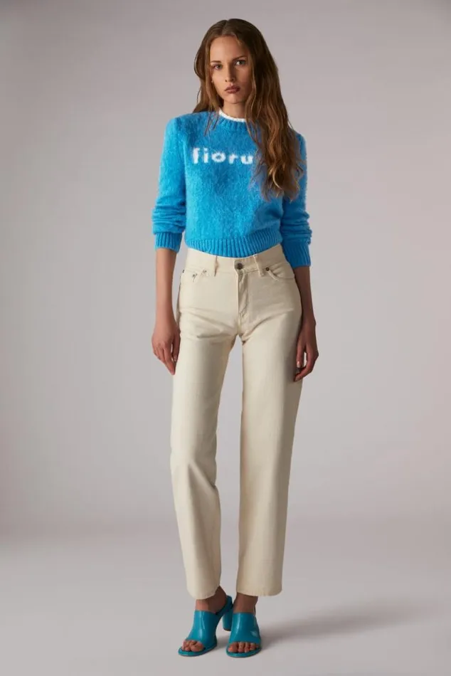 Women Fiorucci Angels Patch Jeans Cream Cream