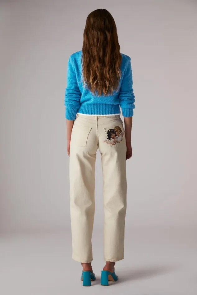 Women Fiorucci Angels Patch Jeans Cream Cream Women Fiorucci Angels Patch Jeans Cream Cream