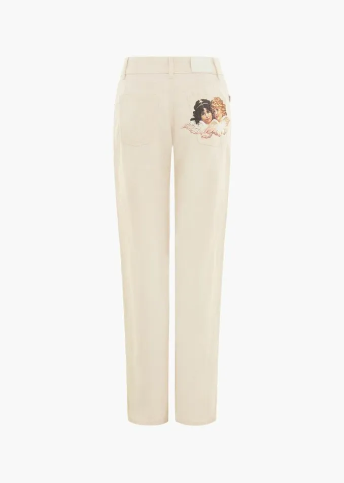 Women Fiorucci Angels Patch Jeans Cream Cream Women Fiorucci Angels Patch Jeans Cream Cream