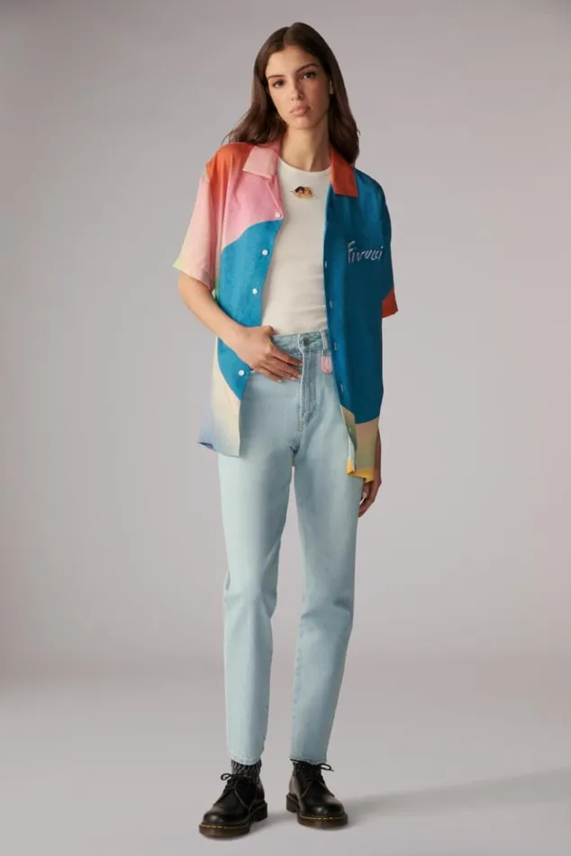 Women Fiorucci Angels Patch Tara Jeans Light Vintage Light Vintage