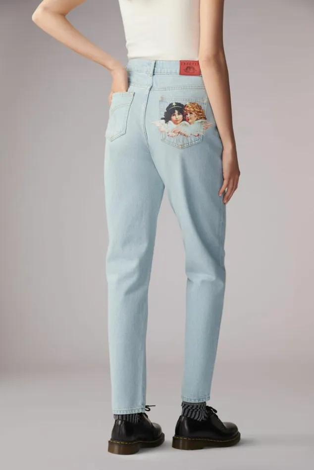 Women Fiorucci Angels Patch Tara Jeans Light Vintage Light Vintage Women Fiorucci Angels Patch Tara Jeans Light Vintage Light Vintage
