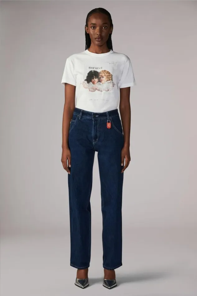 Women Fiorucci Angels Postcard TShirt White White