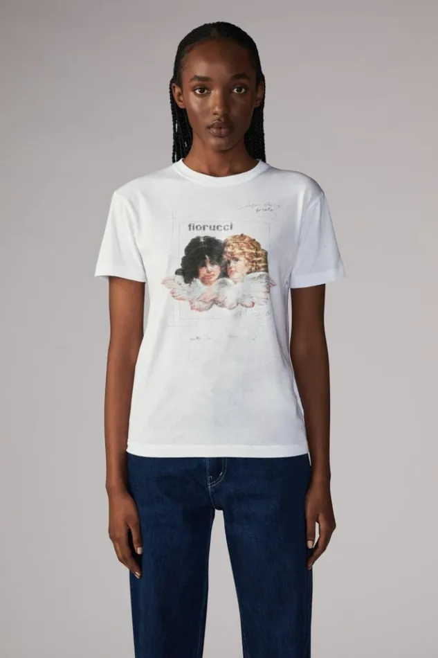 Women Fiorucci Angels Postcard TShirt White White Women Fiorucci Angels Postcard TShirt White White