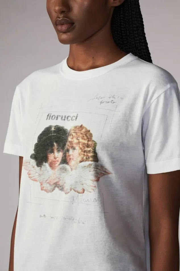 Women Fiorucci Angels Postcard TShirt White White Women Fiorucci Angels Postcard TShirt White White