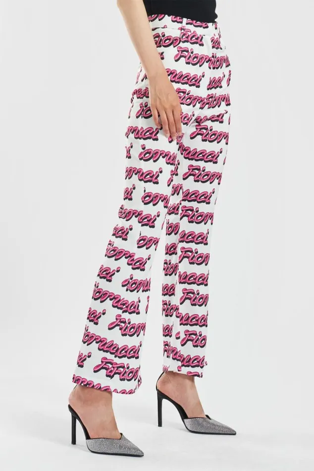Women Fiorucci Bubble Logo Flare Trousers White White Women Fiorucci Bubble Logo Flare Trousers White White