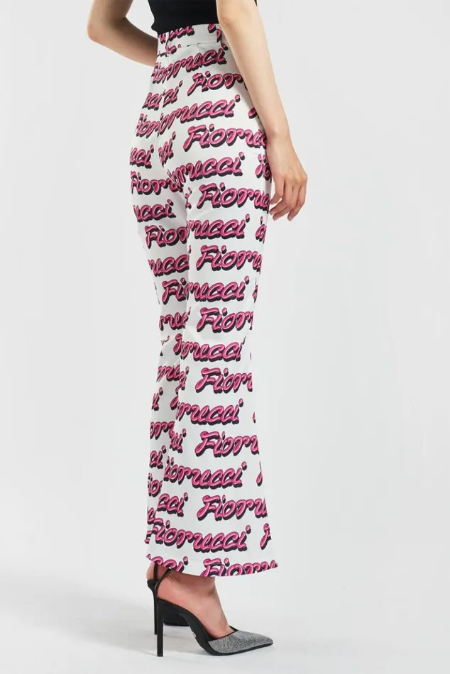 Women Fiorucci Bubble Logo Flare Trousers White White Women Fiorucci Bubble Logo Flare Trousers White White