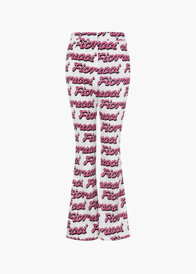 Women Fiorucci Bubble Logo Flare Trousers White White Women Fiorucci Bubble Logo Flare Trousers White White