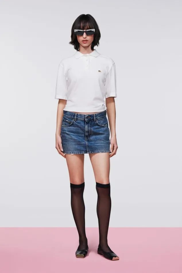 Women Fiorucci Denim Mini Skirt Mid Blue Mid Blue