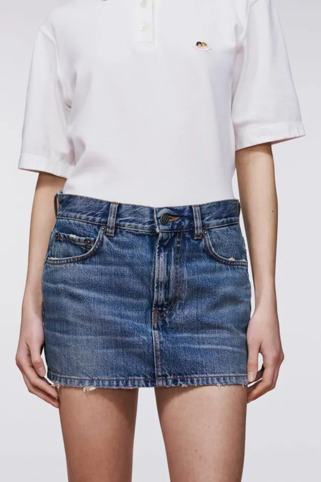 Women Fiorucci Denim Mini Skirt Mid Blue Mid Blue Women Fiorucci Denim Mini Skirt Mid Blue Mid Blue