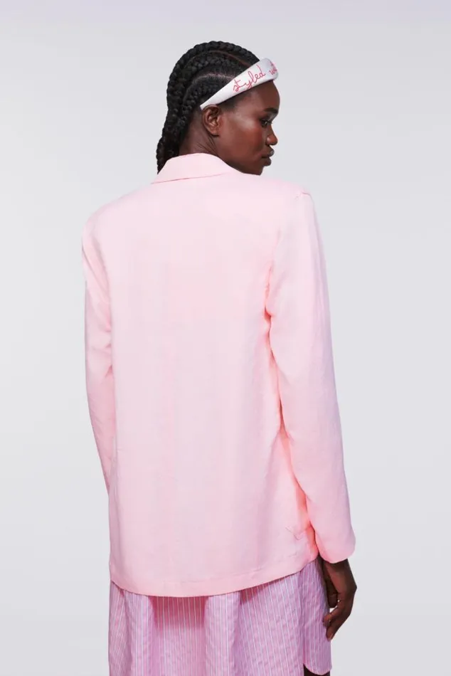 Women Fiorucci Double Breasted Satin Blazer Pink Pink Women Fiorucci Double Breasted Satin Blazer Pink Pink